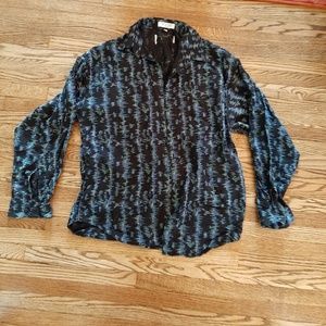 Fighter Jet Rayon Button Up Long Sleeve Shirt